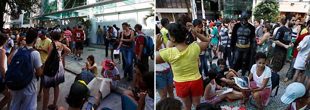 Apesar de o Shopping Leblon estar fechado, algumas pessoas apareceram para o rolezinho marcado hoje (19) no local; número de participantes, no entanto, é inferior ao de jornalistas, mas a presença do pequeno grupo chama atenção dos moradores do bairro e dos clientes desavisados que foram às compras; shopping não abriu este domingo para evitar o rolezinho; do lado de fora, cerca de 30 pessoas fizeram perfomances, ao som de funk, contra o racismo e a exclusão social no país (Foto: Romulo Faro) www.brasil247.com - Apesar de o Shopping Leblon estar fechado, algumas pessoas apareceram para o rolezinho marcado hoje (19) no local; número de participantes, no entanto, é inferior ao de jornalistas, mas a presença do pequeno grupo chama atenção dos moradores do bairro e dos clientes desavisados que foram às compras; shopping não abriu este domingo para evitar o rolezinho; do lado de fora, cerca de 30 pessoas fizeram perfomances, ao som de funk, contra o racismo e a exclusão social no país