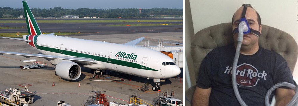 Portador de Esclerose Lateral Amiantrófica (ELA), o médico alagoano Hemerson Casado foi impedido de embarcar de São Paulo para Roma em um voo da companhia Alitalia; ele foi retirado da aeronave e informado que pacientes com ELA não podiam viajar pela companhia; da Itália ele seguiria para Israel com o objetivo de buscar tratamento para a doença (Foto: Voney Malta) Portador de Esclerose Lateral Amiantrófica (ELA), o médico alagoano Hemerson Casado foi impedido de embarcar de São Paulo para Roma em um voo da companhia Alitalia; ele foi retirado da aeronave e informado que pacientes com ELA não podiam viajar pela companhia; da Itália ele seguiria para Israel com o objetivo de buscar tratamento para a doença