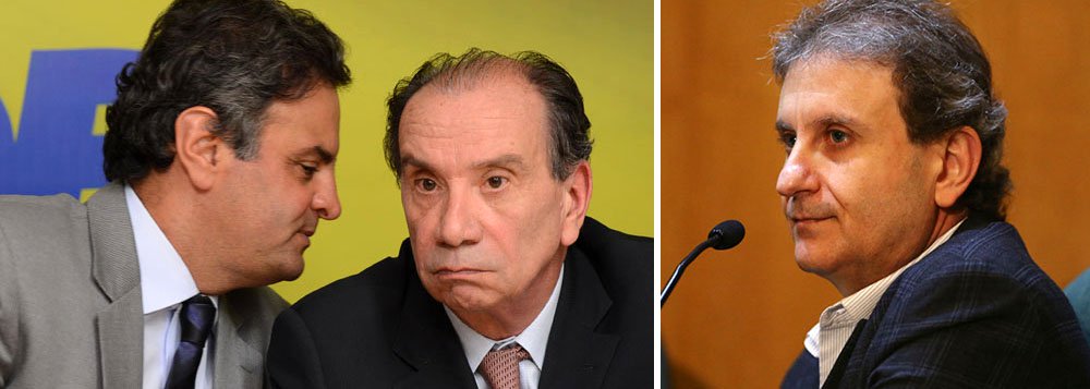 Mencionado num depoimento do doleiro Alberto Youssef como 'dono' de uma diretoria em Furnas que pagaria mesadas de US$ 100 mil/mês a diversos parlamentares, o senador Aécio Neves (PSDB-MG), fez referência à mais recente etapa da Operação Lava Jato, batizada de "erga omnes", e disse que a lei é para todos; "Quem cometeu os delitos, vai ter que responder por eles", disse o senador mineiro (PSDB-MG), cuja investigação ainda pode ser reaberta pelo procurador-geral da República, Rodrigo Janot; na entrevista, o presidente nacional do PSDB adotou um tom de cautela em relação a eventual pedido de impeachment da presidente Dilma Rousseff e também comentou a delação de Ricardo Pessoa, dono da UTC, que atingiu seu vice, Aloysio Nunes (PSDB-SP); "Aloysio é um homem de bem", disse ele (Foto: Leonardo Attuch) Mencionado num depoimento do doleiro Alberto Youssef como 'dono' de uma diretoria em Furnas que pagaria mesadas de US$ 100 mil/mês a diversos parlamentares, o senador Aécio Neves (PSDB-MG), fez referência à mais recente etapa da Operação Lava Jato, batizada de "erga omnes", e disse que a lei é para todos; "Quem cometeu os delitos, vai ter que responder por eles", disse o senador mineiro (PSDB-MG), cuja investigação ainda pode ser reaberta pelo procurador-geral da República, Rodrigo Janot; na entrevista, o presidente nacional do PSDB adotou um tom de cautela em relação a eventual pedido de impeachment da presidente Dilma Rousseff e também comentou a delação de Ricardo Pessoa, dono da UTC, que atingiu seu vice, Aloysio Nunes (PSDB-SP); "Aloysio é um homem de bem", disse ele