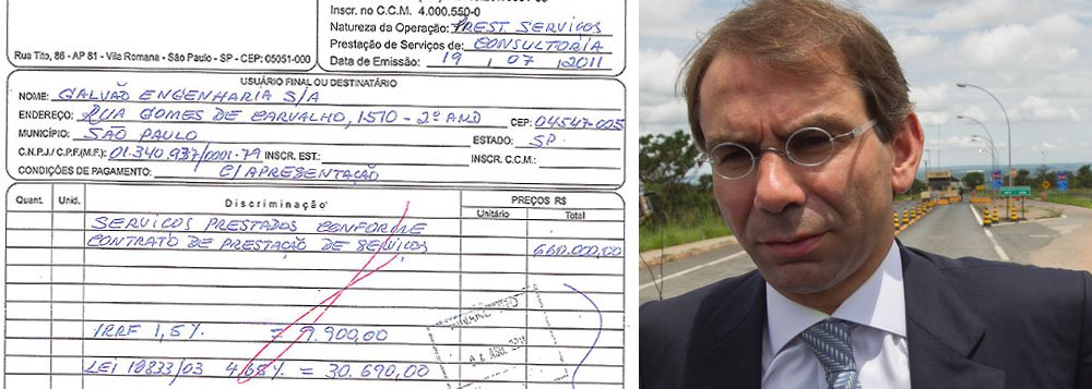 Advogado José Luiz de Oliveira Lima, que defende a Galvão Engenharia, apresentou à Justiça uma nota fiscal de R$ 660 mil emitida pela empresa LFSN Consultoria; segundo ele, o valor foi pago ao empresário Shinko Nakandakari, para que a construtora não fosse vítima de retaliações em seus contratos; "Meu cliente foi vítima dos crimes de extorsão e concussão", diz Oliveira Lima; ao todo, as propinas somariam R$ 8,8 milhões (Foto: Leonardo Attuch) Advogado José Luiz de Oliveira Lima, que defende a Galvão Engenharia, apresentou à Justiça uma nota fiscal de R$ 660 mil emitida pela empresa LFSN Consultoria; segundo ele, o valor foi pago ao empresário Shinko Nakandakari, para que a construtora não fosse vítima de retaliações em seus contratos; "Meu cliente foi vítima dos crimes de extorsão e concussão", diz Oliveira Lima; ao todo, as propinas somariam R$ 8,8 milhões