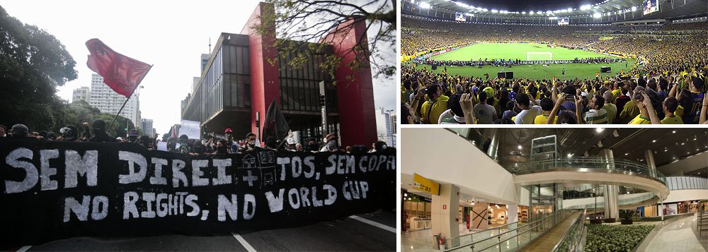 Alvo central das manifestações de rua e greves que perturbam o país, investimento público no Mundial, destinado a estádios, projetos de transporte urbano e aeroportos, soma R$ 25,8 bilhões - o equivalente, por exemplo, a 9% das despesas públicas anuais em educação, de R$ 280 bilhões; valor do evento foi o mesmo gasto em Belo Monte, maior obra financiada pelo governo (Foto: Roberta Namour) www.brasil247.com - Alvo central das manifestações de rua e greves que perturbam o país, investimento público no Mundial, destinado a estádios, projetos de transporte urbano e aeroportos, soma R$ 25,8 bilhões - o equivalente, por exemplo, a 9% das despesas públicas anuais em educação, de R$ 280 bilhões; valor do evento foi o mesmo gasto em Belo Monte, maior obra financiada pelo governo