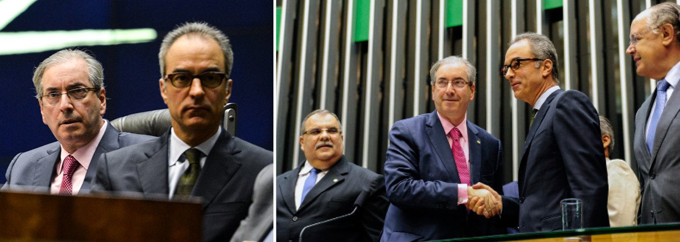 Nesta terça-feira, a Câmara dos Deputados, presidida pelo deputado Eduardo Cunha (PMDB-RJ), organizou uma sessão solene em homenagem aos 50 anos da Rede Globo, que esteve presente na pessoa do herdeiro João Roberto Marinho; durante o evento, três homens abriram faixas e gritaram protestando contra a emissora, no Plenário, dizendo que ela havia favorecido a ditadura; todos foram retirados do local pela Polícia Legislativa e Cunha afirmou que não é permitido abrir faixa no Plenário (só nas galerias), nem interromper orador; na Globo, ele está blindado (Foto: Leonardo Attuch) Nesta terça-feira, a Câmara dos Deputados, presidida pelo deputado Eduardo Cunha (PMDB-RJ), organizou uma sessão solene em homenagem aos 50 anos da Rede Globo, que esteve presente na pessoa do herdeiro João Roberto Marinho; durante o evento, três homens abriram faixas e gritaram protestando contra a emissora, no Plenário, dizendo que ela havia favorecido a ditadura; todos foram retirados do local pela Polícia Legislativa e Cunha afirmou que não é permitido abrir faixa no Plenário (só nas galerias), nem interromper orador; na Globo, ele está blindado