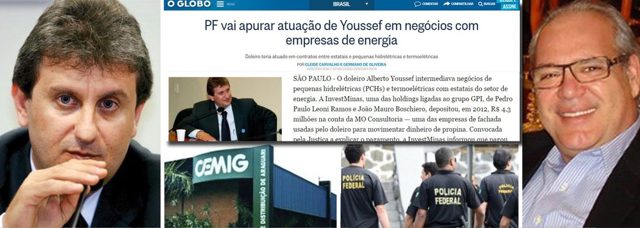 Polícia Federal vai investigar depósito de R$ 4,3 milhões feito em 2012 pela InvestMinas, do empresário Pedro Paulo Leoni Ramos, à MO Consultoria, uma das empresas de fachada de Alberto Youssef; espécie de comissão seria referente à venda de alguns ativos à Light, empresa do Rio controlada pela estatal mineira Cemig; Ministério Público suspeita de contratos fraudulentos; em reportagem desta sexta, jornal O Globo não cita Cemig no título nem no subtítulo, embora negócio esteja relacionado à joia da coroa do governo Aécio Neves (Foto: Gisele Federicce) Polícia Federal vai investigar depósito de R$ 4,3 milhões feito em 2012 pela InvestMinas, do empresário Pedro Paulo Leoni Ramos, à MO Consultoria, uma das empresas de fachada de Alberto Youssef; espécie de comissão seria referente à venda de alguns ativos à Light, empresa do Rio controlada pela estatal mineira Cemig; Ministério Público suspeita de contratos fraudulentos; em reportagem desta sexta, jornal O Globo não cita Cemig no título nem no subtítulo, embora negócio esteja relacionado à joia da coroa do governo Aécio Neves