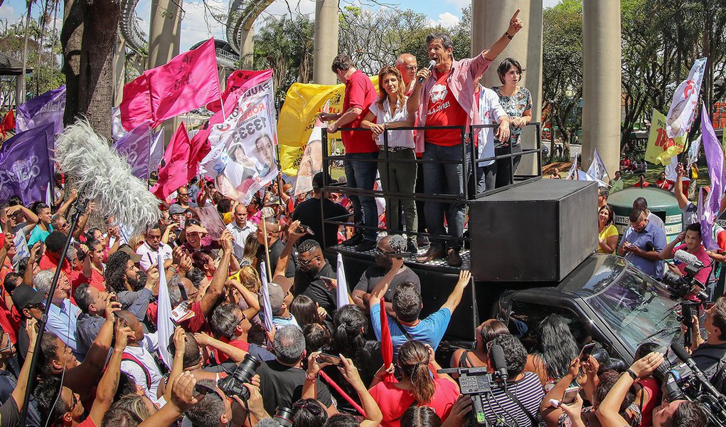 Haddad: 'praticamente atingimos o patamar para o 2º turno' (Foto: RICARDO STUCKERT) Haddad: 'praticamente atingimos o patamar para o 2º turno'
