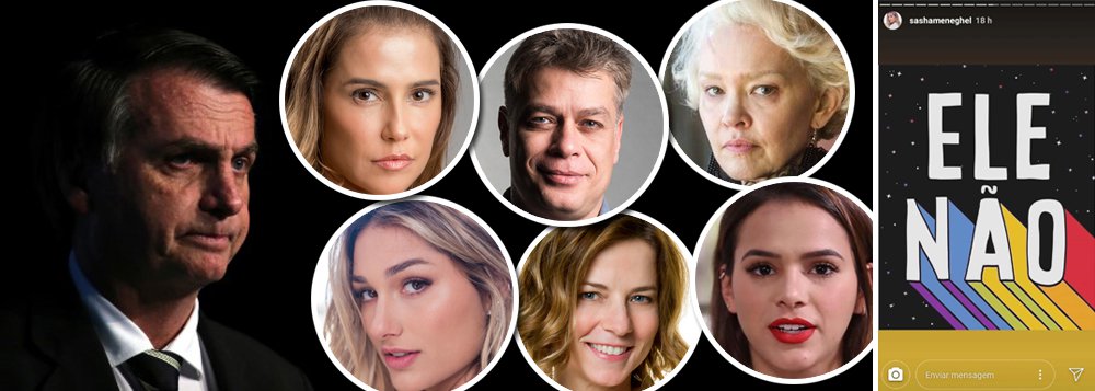 Artistas sofrem ataques depois de aderirem ao 'ele não' contra Bolsonaro Artistas sofrem ataques depois de aderirem ao 'ele não' contra Bolsonaro