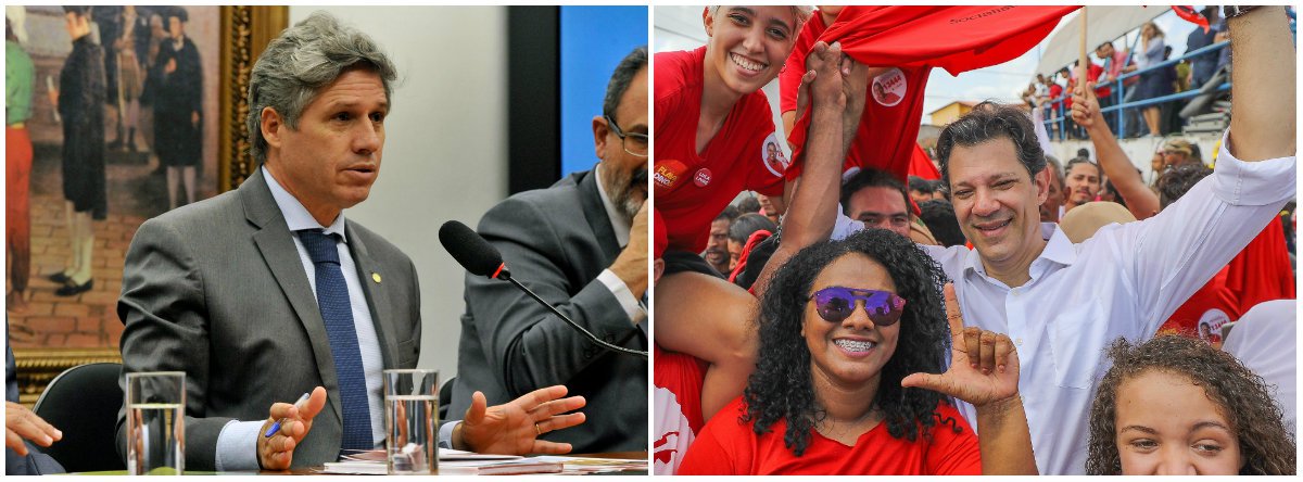 Teixeira: o crescimento de Haddad nas pesquisas é gigante (Foto: Esq.: Lúcio Bernardo Jr. - Câmara / Dir.: Stuckert) Teixeira: o crescimento de Haddad nas pesquisas é gigante