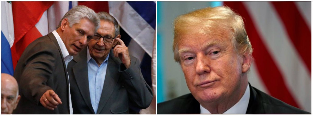 Embargo endurece na gestão Trump e Cuba busca apoio para votar seu fim na ONU (Foto: Esq.: Reuters / Dir.: Ueslei Marcelino - Reuters) Embargo endurece na gestão Trump e Cuba busca apoio para votar seu fim na ONU