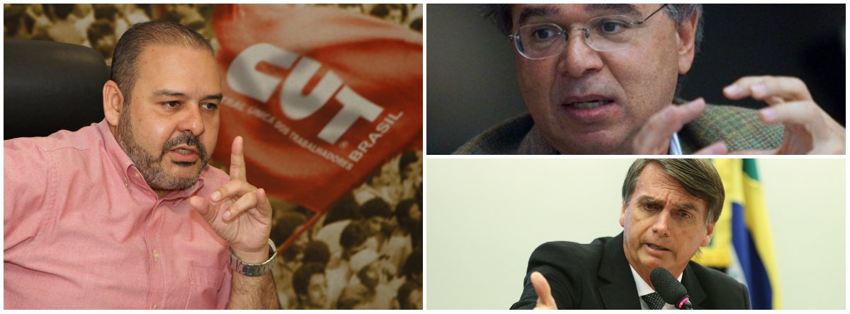 CUT: Bolsonaro pode acabar com a aposentadoria de 50% dos trabalhadores (Foto: Esq.: CUT / Dir.: embaixo (Fabio Pozzebom-ABR)) CUT: Bolsonaro pode acabar com a aposentadoria de 50% dos trabalhadores