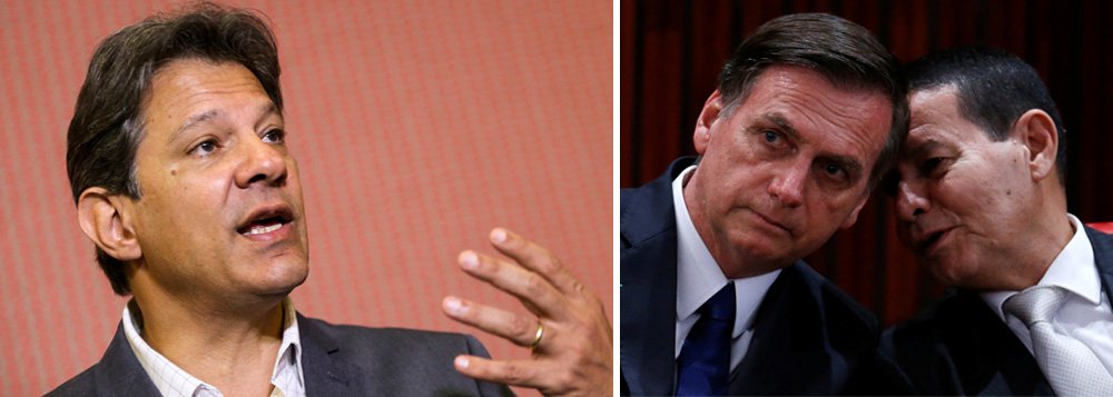Haddad: Mourão 'está no aquecimento' (Foto: ABr | Reuters) Haddad: Mourão 'está no aquecimento'