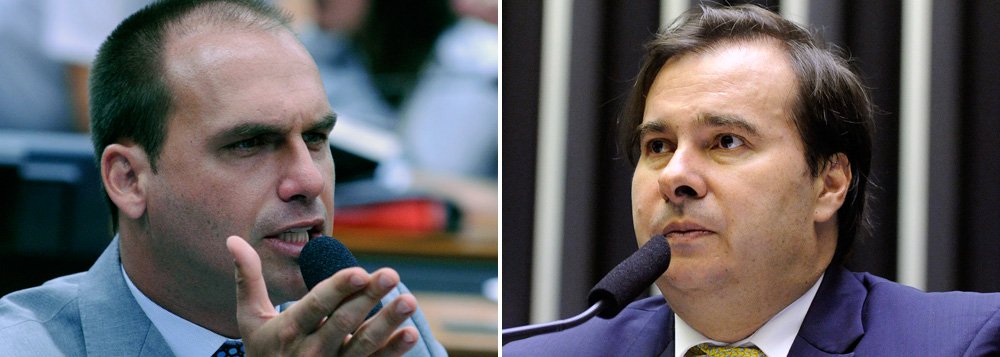 Eduardo Bolsonaro descarta apoiar Maia à Presidência da Câmara Eduardo Bolsonaro descarta apoiar Maia à Presidência da Câmara