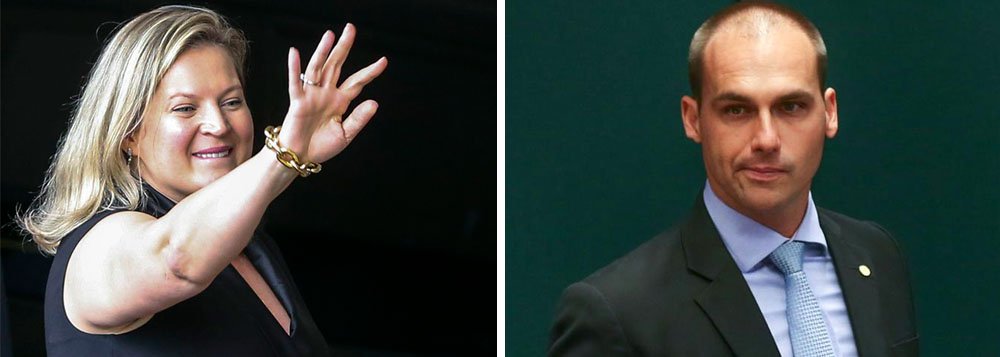 Joice enquadra Eduardo Bolsonaro: ponha-se no seu lugar Joice enquadra Eduardo Bolsonaro: ponha-se no seu lugar