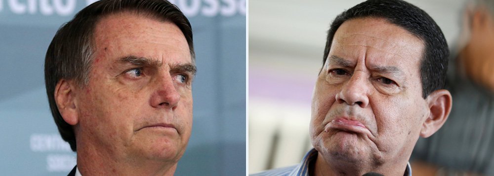 Bolsonaro manda Mourão calar-se mais uma vez e aceitar papel decorativo Bolsonaro manda Mourão calar-se mais uma vez e aceitar papel decorativo