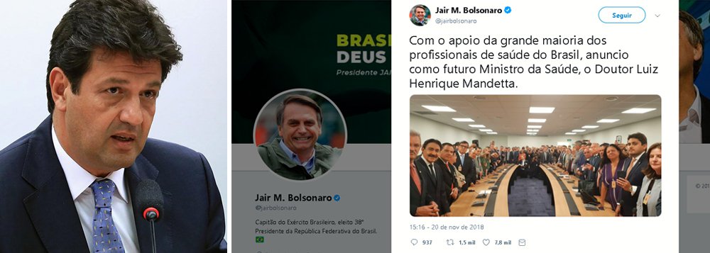 Bolsonaro escolhe mais um do DEM: Mandetta, investigado, para a Saúde Bolsonaro escolhe mais um do DEM: Mandetta, investigado, para a Saúde