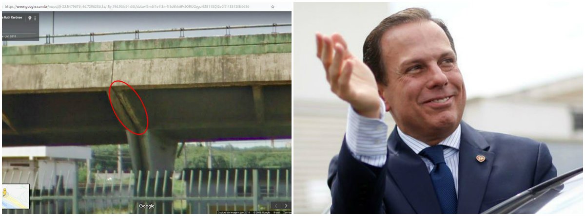 Imagens do Google já apontavam problemas em viaduto ainda na gestão Doria Imagens do Google já apontavam problemas em viaduto ainda na gestão Doria