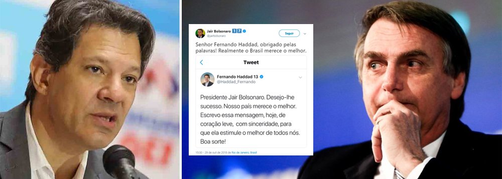 Bolsonaro ironiza Haddad e diz que o Brasil merece o melhor Bolsonaro ironiza Haddad e diz que o Brasil merece o melhor