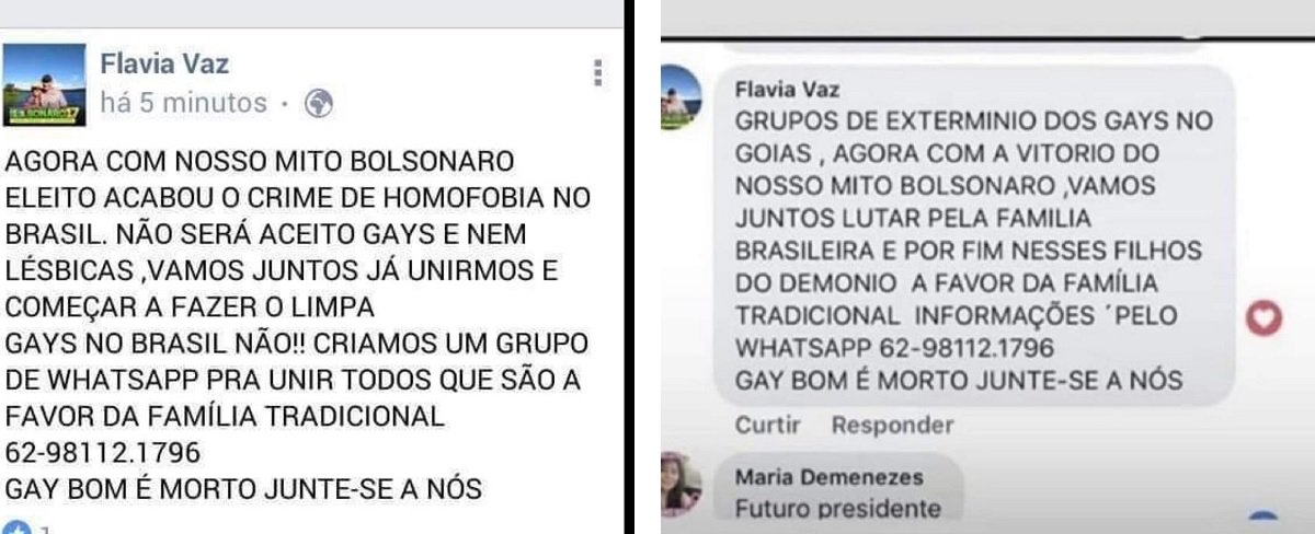 Grupos de extermínio de gays celebram vitória de Bolsonaro em Goiás Grupos de extermínio de gays celebram vitória de Bolsonaro em Goiás
