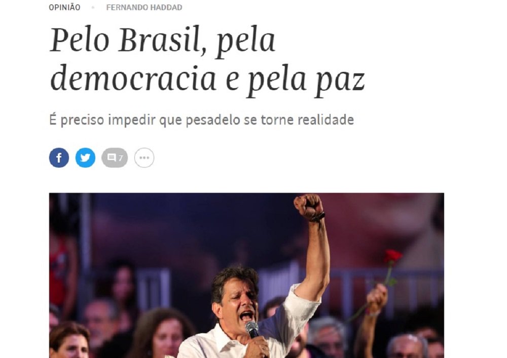 Haddad publica artigo na Folha. Convidado, Bolsonaro não conseguiu se expressar Haddad publica artigo na Folha. Convidado, Bolsonaro não conseguiu se expressar