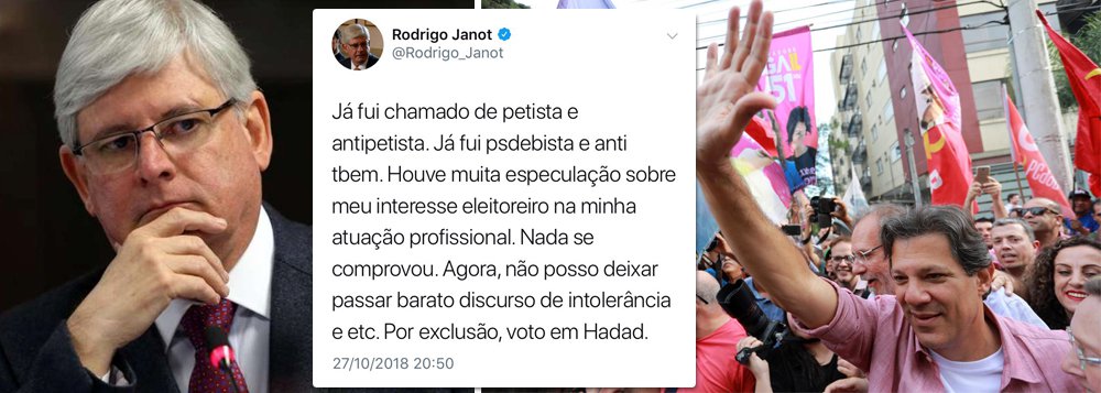 Janot, que comandou a Lava Jato, declara voto em Fernando Haddad Janot, que comandou a Lava Jato, declara voto em Fernando Haddad