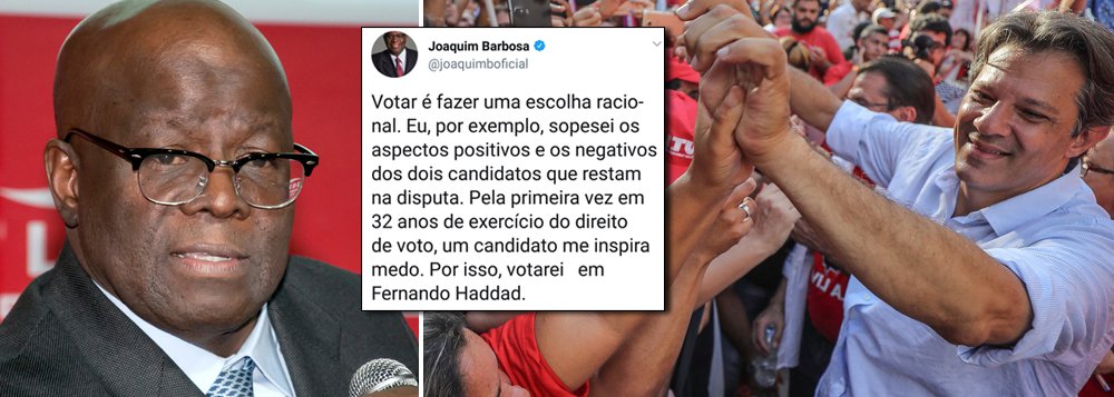 Urgente: Joaquim Barbosa abre voto em Haddad www.brasil247.com - Urgente: Joaquim Barbosa abre voto em Haddad