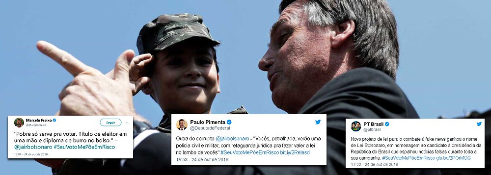 Hashtag #Seu Voto Me Põe Em Risco entra nos assuntos mais comentados do mundo Hashtag #Seu Voto Me Põe Em Risco entra nos assuntos mais comentados do mundo