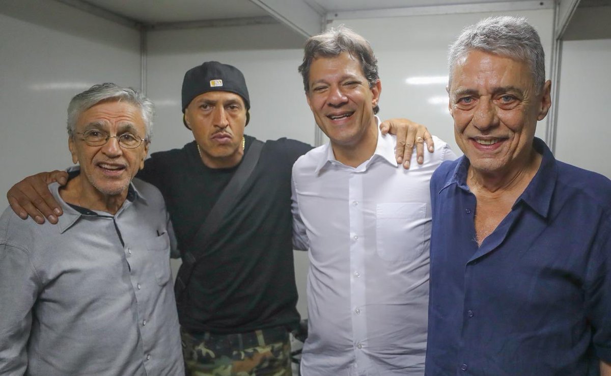 Caetano, Mano e Chico se unem a Haddad pela democracia (Foto: Ricardo Stuckert) Caetano, Mano e Chico se unem a Haddad pela democracia