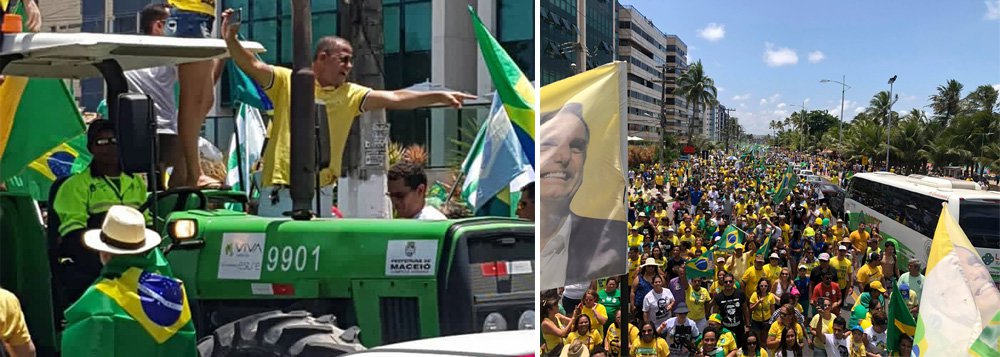 Apoiadores de Bolsonaro usam trator de Prefeitura em manifestação Apoiadores de Bolsonaro usam trator de Prefeitura em manifestação
