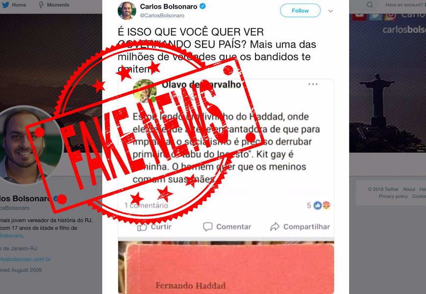 Filho de Bolsonaro repercute notícia falsa sobre Haddad e incesto www.brasil247.com - Filho de Bolsonaro repercute notícia falsa sobre Haddad e incesto