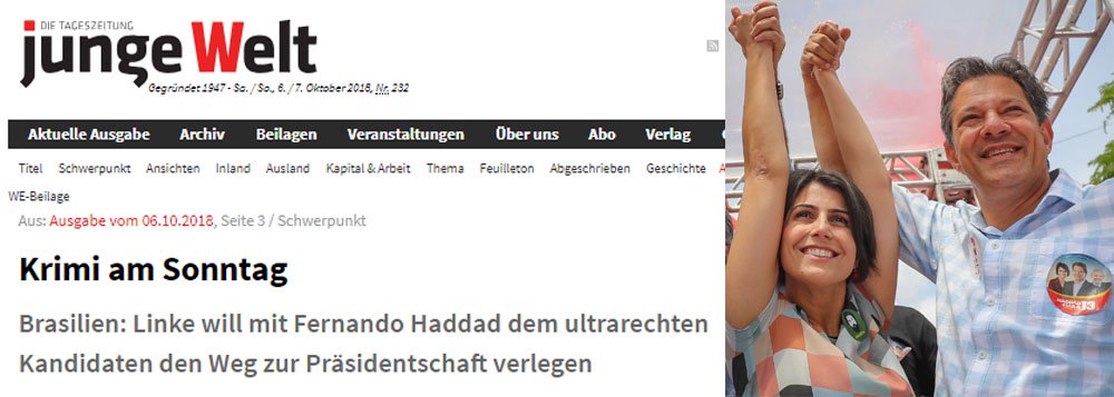 Jornal alemão Junge Welt diz que Haddad é a opção democrática Jornal alemão Junge Welt diz que Haddad é a opção democrática