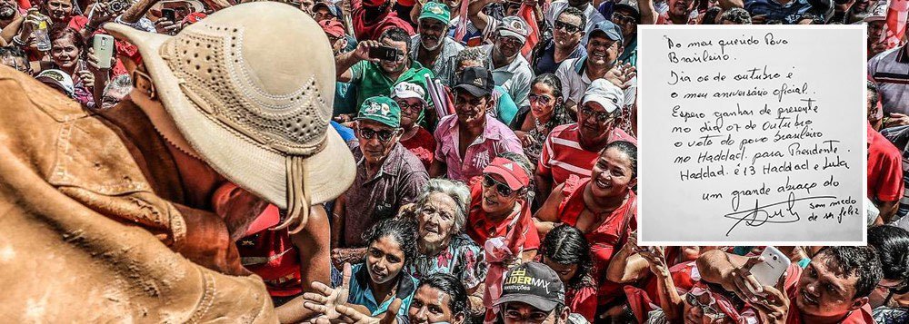 Lula pede de aniversário o voto em Haddad Lula pede de aniversário o voto em Haddad