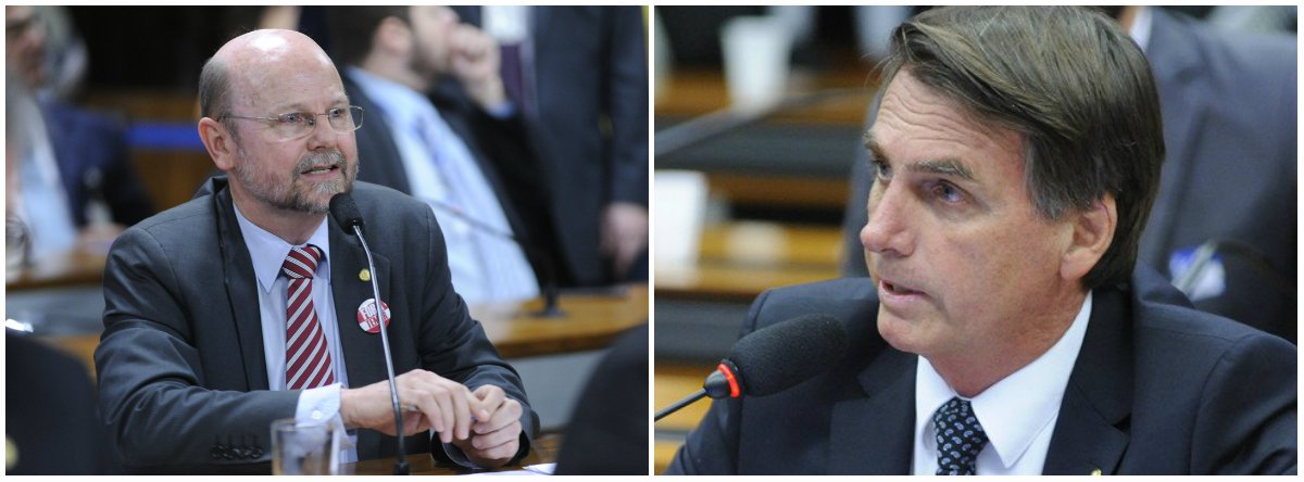 Bohn Gass lembra que Bolsonaro votou a favor do entreguismo (Foto: Esq.: Alex Ferreira - Câmara / Dir.: Gustavo Lima - Ag. Câmara) Bohn Gass lembra que Bolsonaro votou a favor do entreguismo