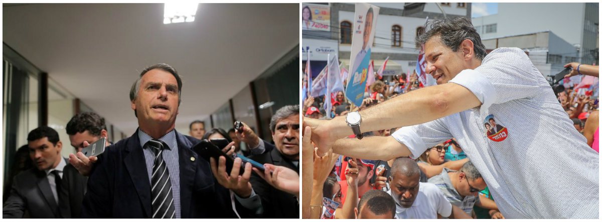 Bolsonaro agora diz que aceitará derrota para Haddad, mas não ligará para cumprimentá-lo (Foto: Esq.: Adriano Machado - Reuters / Dir.: Stuckert) Bolsonaro agora diz que aceitará derrota para Haddad, mas não ligará para cumprimentá-lo