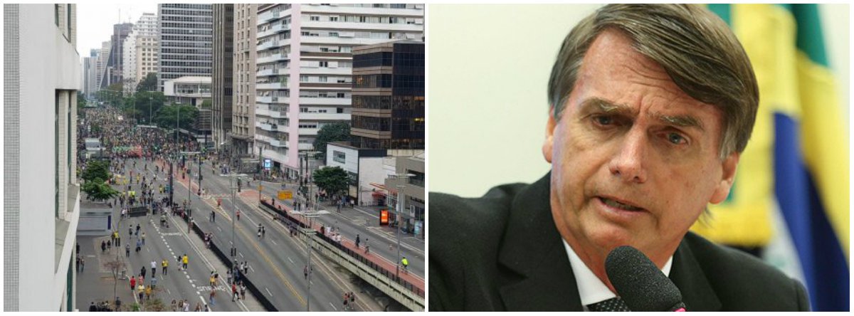 Manifestação a favor de Bolsonaro esvazia na Paulista (Foto: Esq.: Renato Bazan (DCM) / Dir.: Marcelo Camargo - ABR ) Manifestação a favor de Bolsonaro esvazia na Paulista