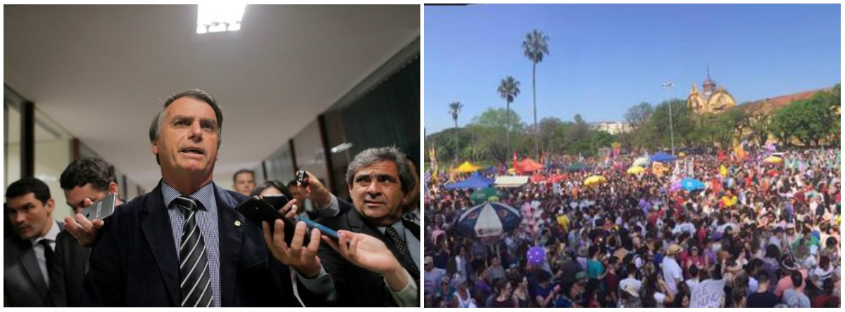 Manifestantes fazem atos contra Bolsonaro em pelo menos 40 cidades (Foto: Esq.: Adriano Machado - Reuters) Manifestantes fazem atos contra Bolsonaro em pelo menos 40 cidades