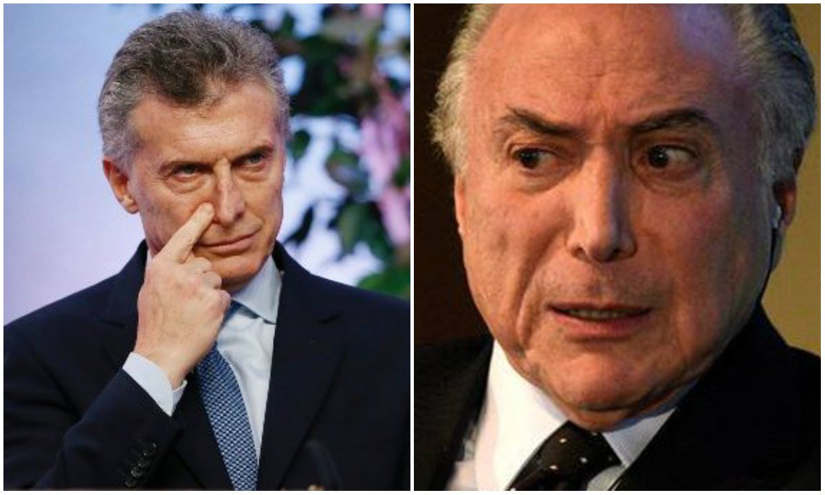 Congelamento cambial na Argentina. Temer faz escola (Foto: Esq.: Reuters / Dir.: Darren Ornitz - Reuters) Congelamento cambial na Argentina. Temer faz escola