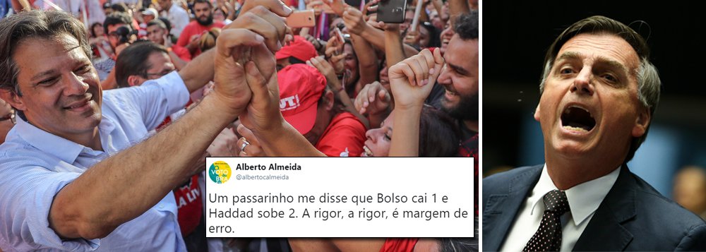 Ibope deve trazer empate entre Haddad e Bolsonaro Ibope deve trazer empate entre Haddad e Bolsonaro
