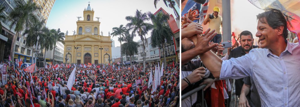 ‘Com democracia não se brinca’, diz Haddad (Foto: Ricardo Stuckert) ‘Com democracia não se brinca’, diz Haddad