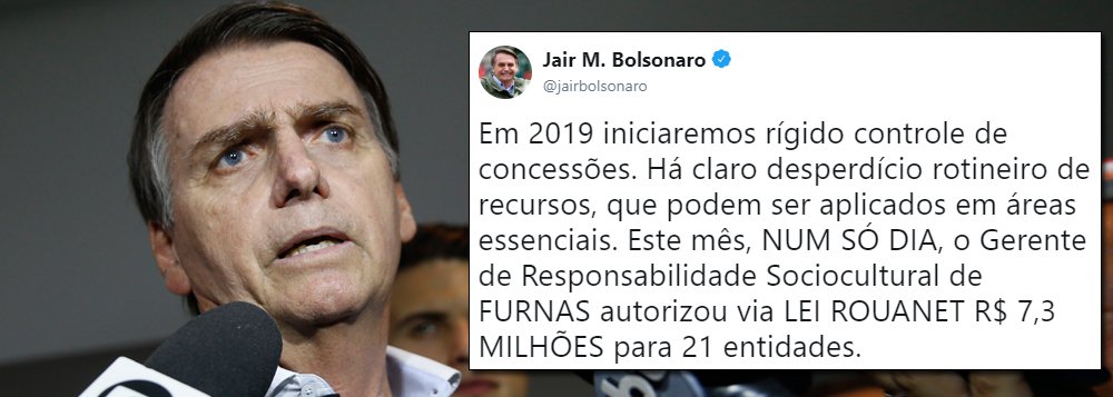 Em novo ataque à cultura, Bolsonaro associa Lei Rouanet a 'desperdício' Em novo ataque à cultura, Bolsonaro associa Lei Rouanet a 'desperdício'