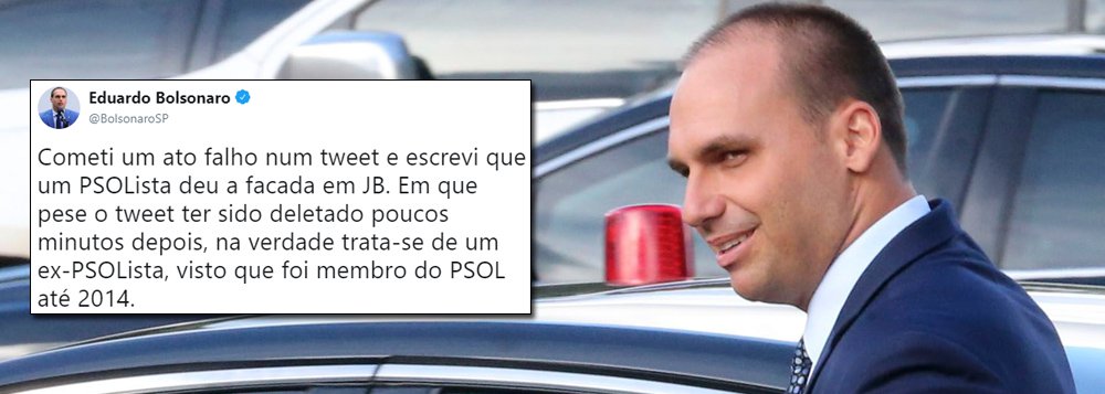 Eduardo Bolsonaro se retrata com PSOL sobre Adélio Eduardo Bolsonaro se retrata com PSOL sobre Adélio