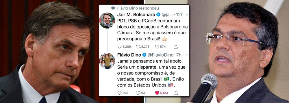 Bolsonaro critica oposição de esquerda e toma invertida de Dino Bolsonaro critica oposição de esquerda e toma invertida de Dino
