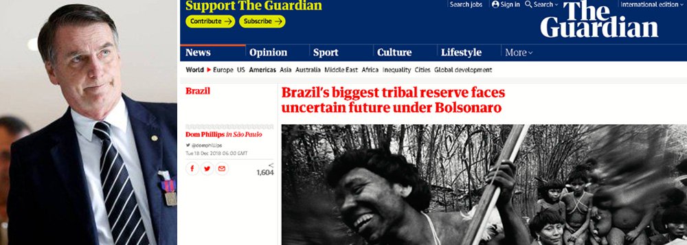 Fim de reserva indígena por Bolsonaro já repercute na imprensa global Fim de reserva indígena por Bolsonaro já repercute na imprensa global