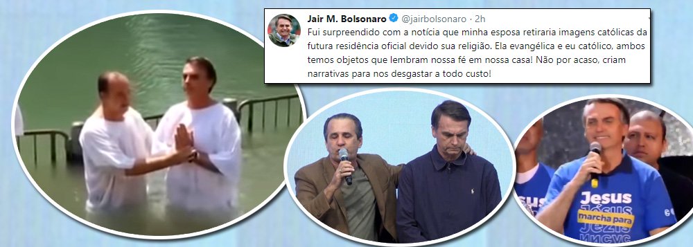 Membro da Assembleia de Deus, Bolsonaro se diz católico e que foi 'surpreendido' pela mulher Membro da Assembleia de Deus, Bolsonaro se diz católico e que foi 'surpreendido' pela mulher