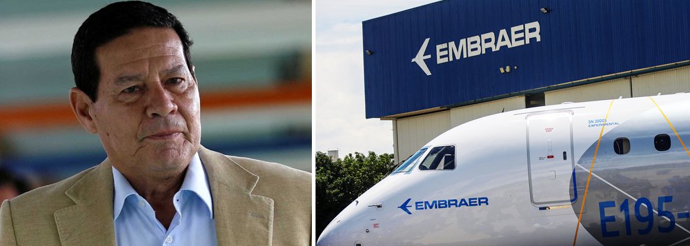 Mourão deu aval à venda da Embraer Mourão deu aval à venda da Embraer