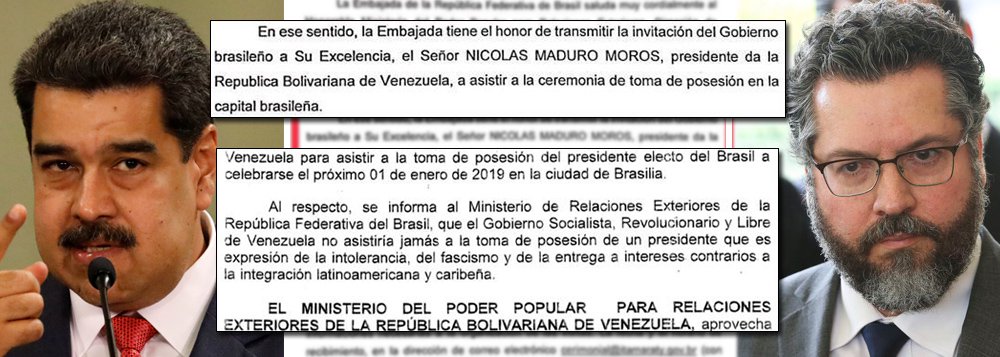 Venezuela e Itamaraty provam: chanceler de Bolsonaro mentiu Venezuela e Itamaraty provam: chanceler de Bolsonaro mentiu