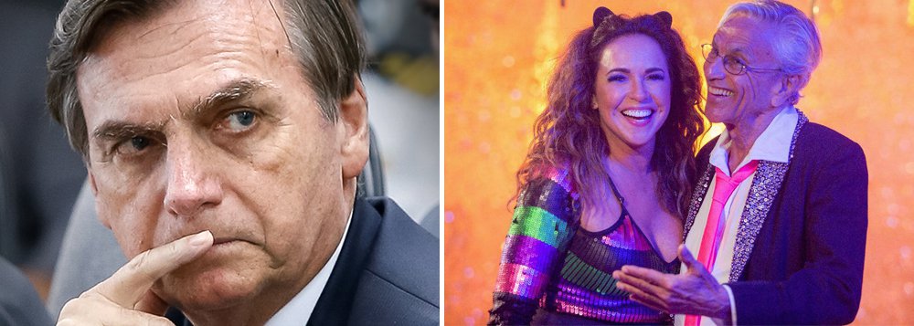Em pleno Carnaval, Bolsonaro ataca Caetano e Daniela Mercury Em pleno Carnaval, Bolsonaro ataca Caetano e Daniela Mercury