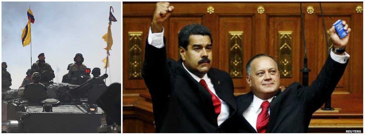 ‘Não vamos nos render’, diz líder governista da Venezuela (Foto: Esq.: Carlos Garcia - Reuters / Dir.: Reuters) ‘Não vamos nos render’, diz líder governista da Venezuela