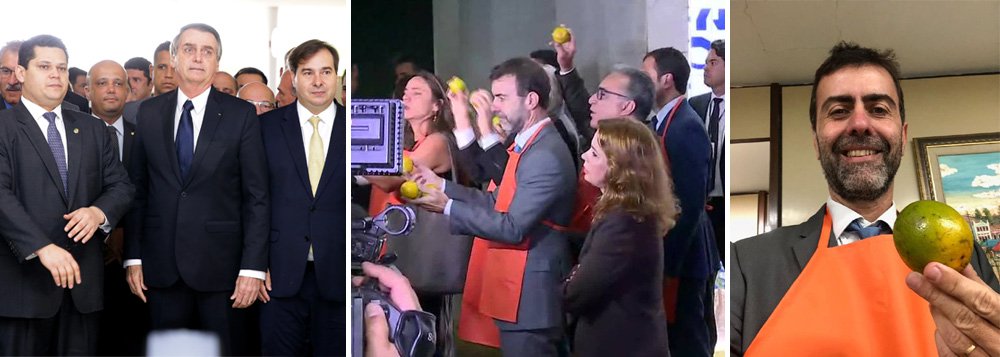 No Congresso, Bolsonaro evita imprensa e é recebido com laranjas (Foto: Agência Câmara | Reprodução) No Congresso, Bolsonaro evita imprensa e é recebido com laranjas
