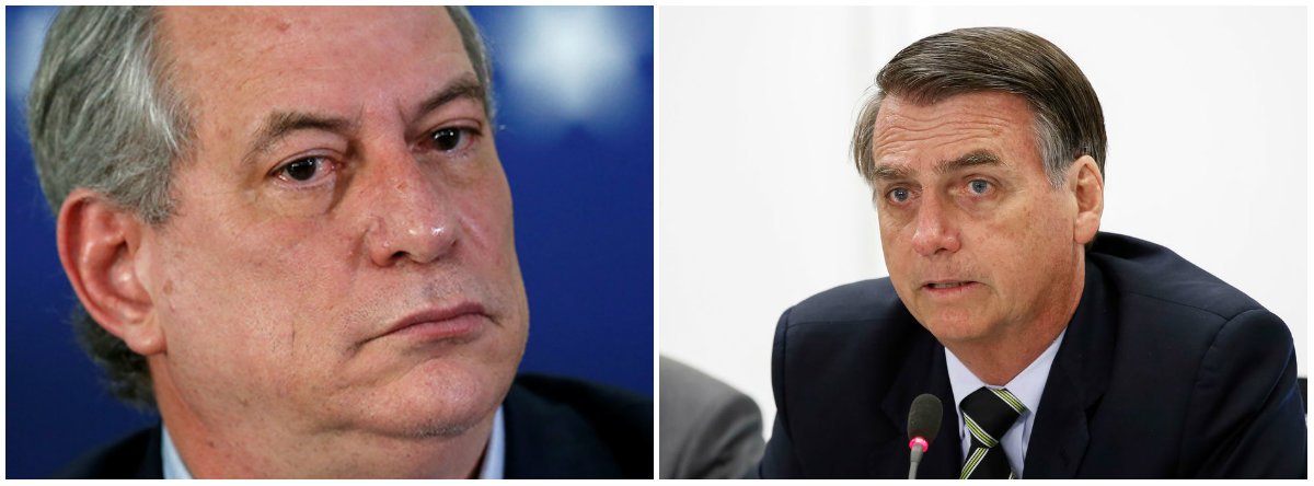 Ciro: Bolsonaro foi eleito por um moralismo de goela que não se sustenta (Foto: Esq.: Adriano Machado - Reuters / Dir.: Alan Santos - PR) Ciro: Bolsonaro foi eleito por um moralismo de goela que não se sustenta