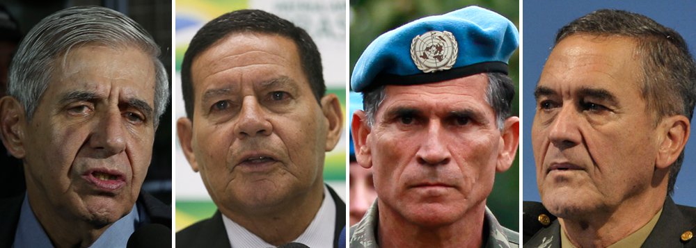 Junta militar assume o poder: Heleno, Mourão, Cruz e Villas-Bôas www.brasil247.com - Junta militar assume o poder: Heleno, Mourão, Cruz e Villas-Bôas