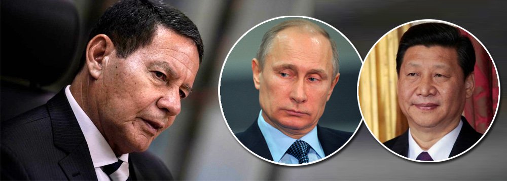 Com Bolsonaro submisso a Trump, Mourão assume relação com Rússia e China Com Bolsonaro submisso a Trump, Mourão assume relação com Rússia e China