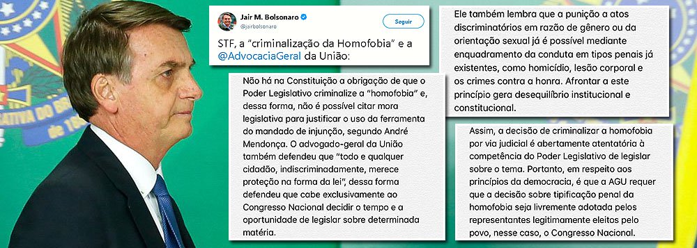 Para Bolsonaro, homofobia não precisa ser crime no País que mais mata LGBT Para Bolsonaro, homofobia não precisa ser crime no País que mais mata LGBT